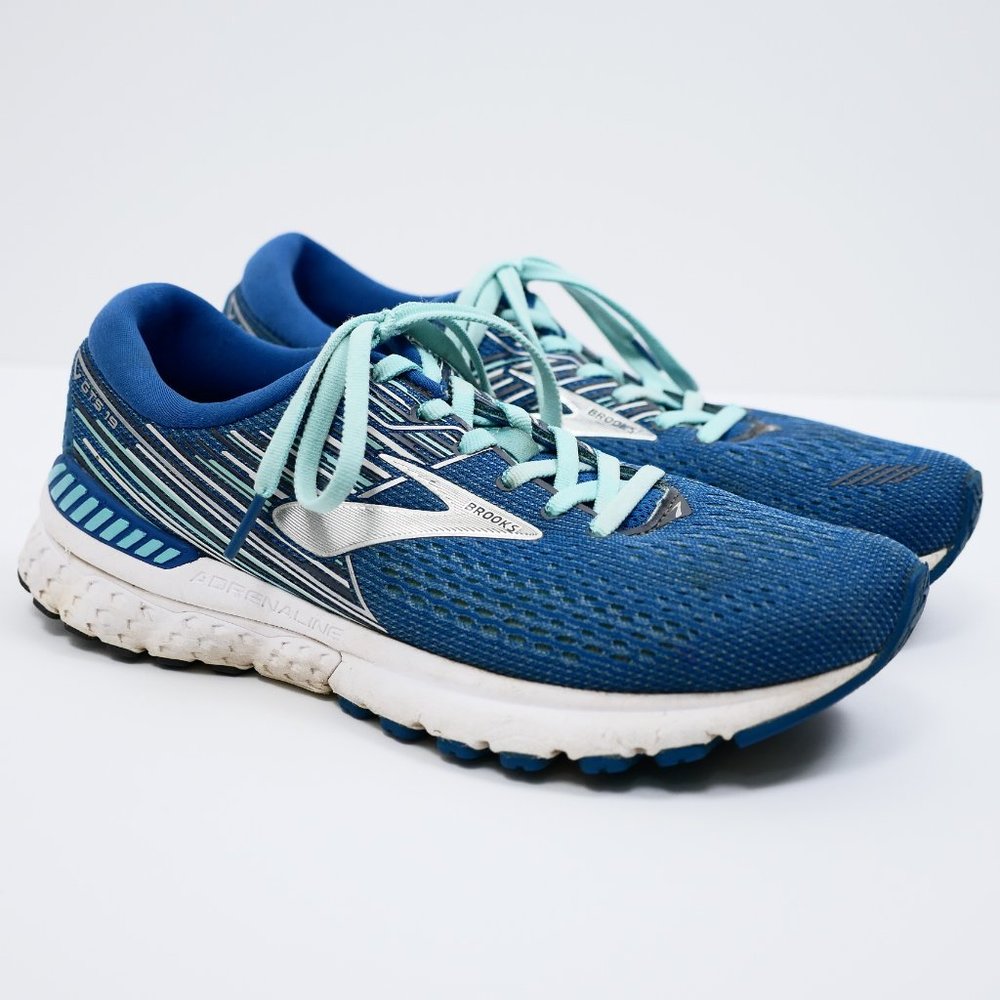 Brooks Adrenaline GTS 19 Running Shoes Sneakers, Teal Blue, Women 8 Medium